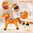 thumbnail image 3 of Trendix Plush Rocking Horse Toy with Interactive Sounds, Wooden Rockers, Wagging Tail Rocking Chair, 50kg Load Capacity, 23" Height, Dark Brown (Battery not included), 3 of 7