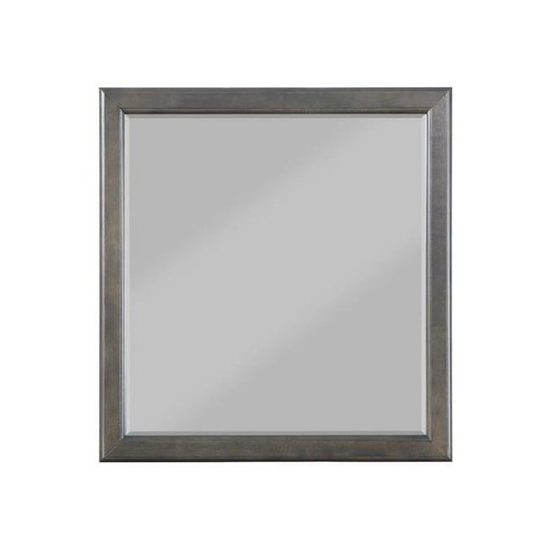 36" X 38" Dark Gray Wood Mirror