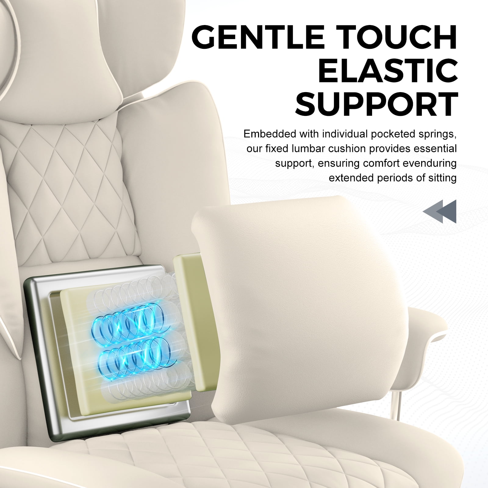 EXRACING Ergonomic Big and Tall PU Leather Gaming Chair with Footrest, Beige