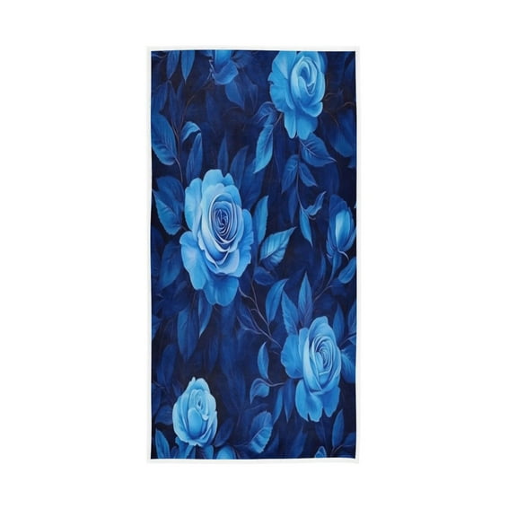 Towel 30x15 Inch Face Towel Hand Towel Bath Towels Hand Bath Towels Single-Sided Printed Towels, Lightweight, Breathable and Absorbent Four Blue Roses