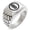 Silver, variant on Stainless Steel Saigo Samurai Crest Geometric Pattern Step-Down Biker Style Polished Ring