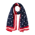 thumbnail image 2 of Summer Sales LSONABXA Saving $5 Blue Silk Scarves for Women Voile USA Flag Scarf Americana Flag Shawl Patriotic Wrap Polyester Scarf for Women, 2 of 2