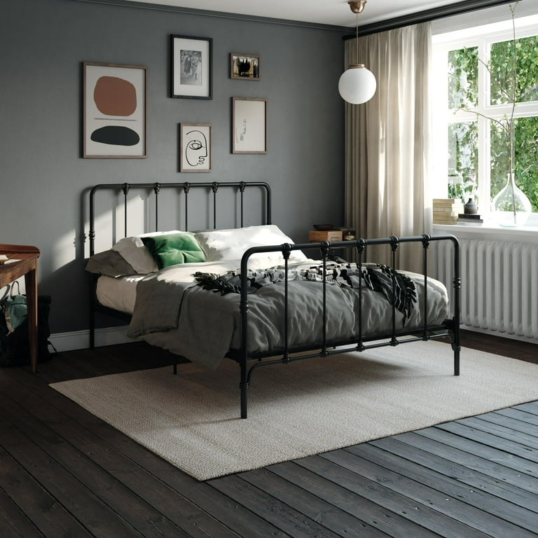 Mainstays Farmhouse Metal Bed Full Size Bed Frame Black