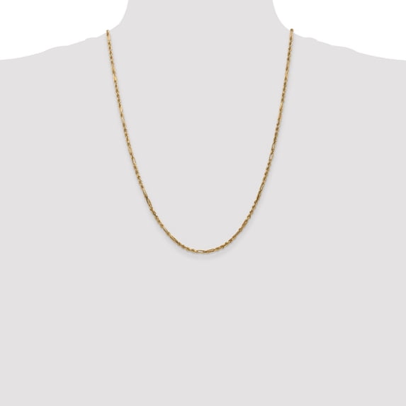 Solid 14k Yellow Gold 2.5mm Milano Rope Chain Necklace - with Secure Lobster Lock Clasp 24"