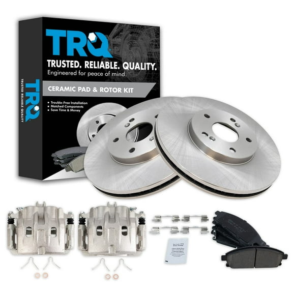 TRQ Front Brake Pad & Rotor Kit Brake Caliper Brake Pads Brake Rotor Ceramic Fits Select 2003-2006 Acura MDX