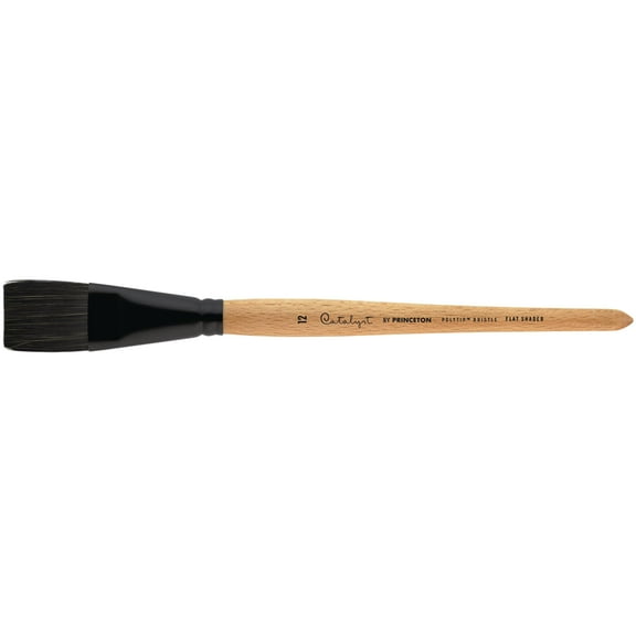 Princeton Brush Catalyst Polytip Short Handle Bristle Brush, Flat Shader, 12