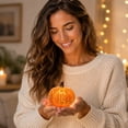 thumbnail image 6 of Fwttom Halloween Decor Indoor, Luminous Crackle Orange Glass Pumpkin Lights, Warm Light Pumpkin Table Lamp, Fall Halloween Decor for Mantel Home Holiday Party, 6 of 6
