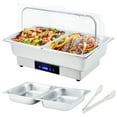 thumbnail image 1 of 600W Electric Chafing Dish Buffet Server,9QT Dual 1/2 Size Pan Stainless Steel Food Warmer with Temperature Control & Roll Top Lid for Catering Parties Restaurant, 1 of 8
