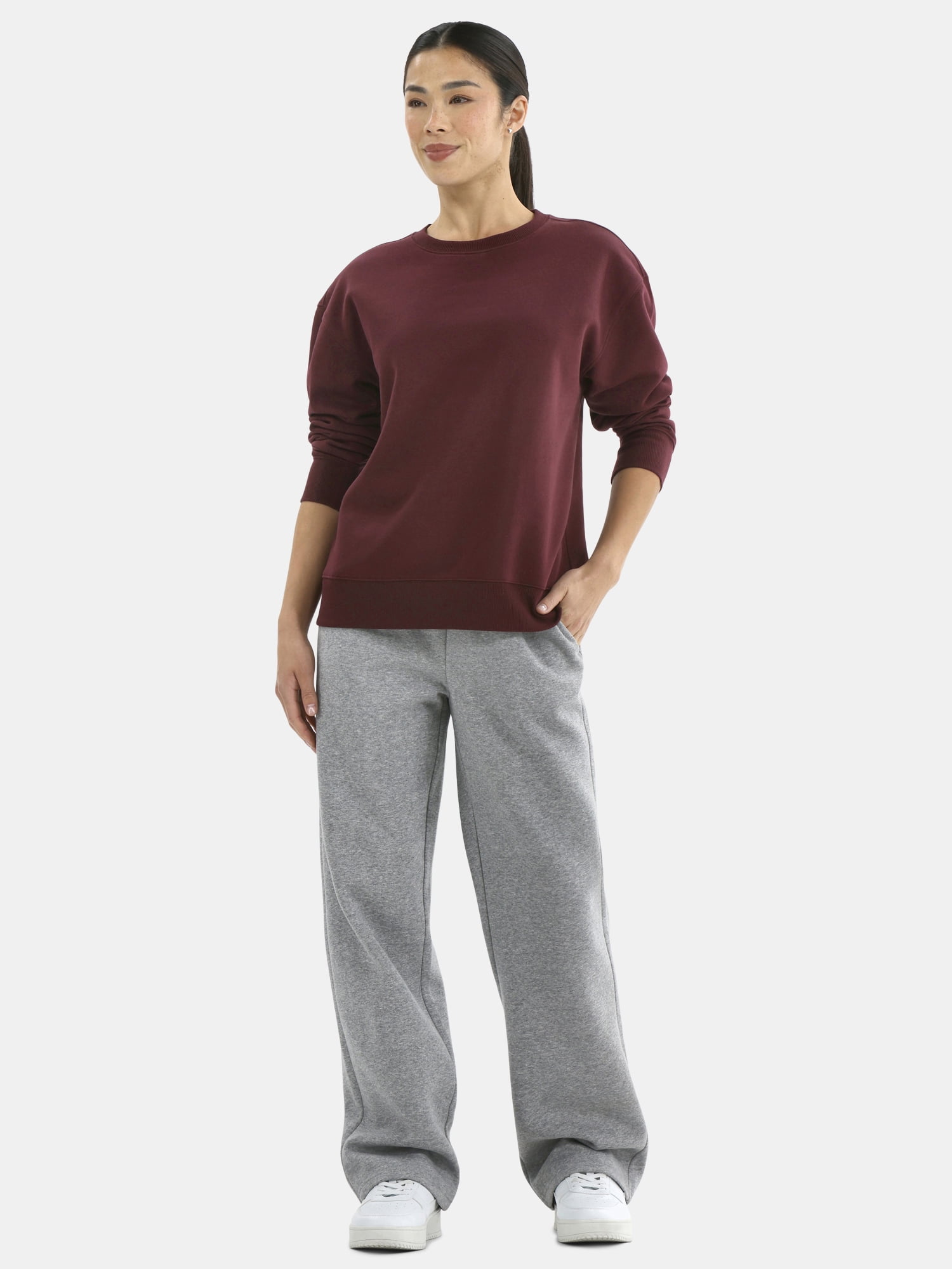 Athletic Works Women's Fleece Sweatshirt with Long Sleeves, Sizes XS-XXXL