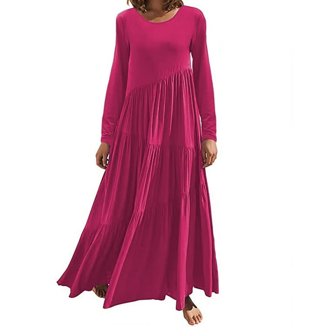 Lovzfmll Robe Polyvalente pour Femmes à Encolure Carrée, Couleur Unie, Mode Ajustée avec Découpe, Rose Vif, P