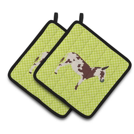 

American Spotted Donkey Green Pair of Pot Holders