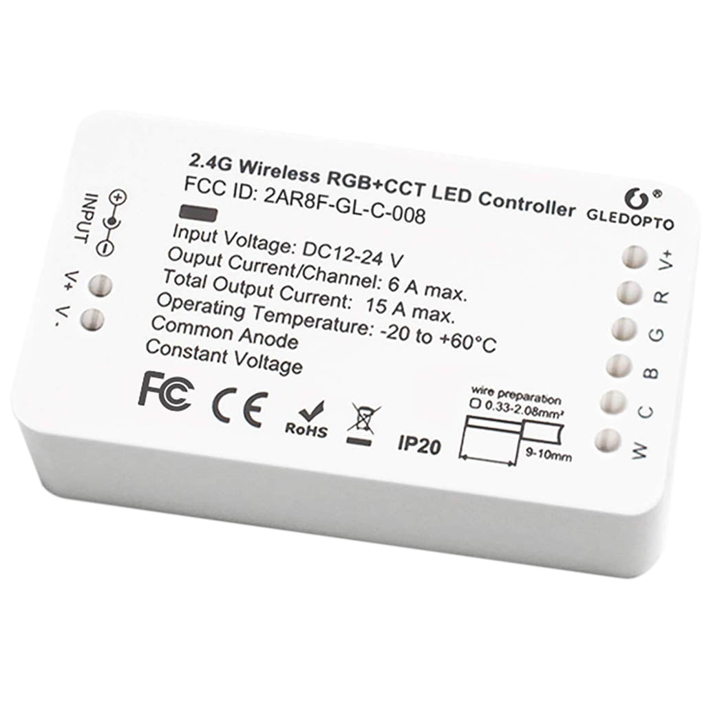 2.4G RGB+CCT Strip Controller & RGB+CCT Remote Controller For LED strip light 