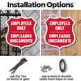 thumbnail image 3 of Bilingual Employees Only Shield Sign Empleados Unicamente (English / Spanish) 12 inch X 12 inch Shield Shaped Commercial Grade Plastic Sign Weather Resistant Made in the USA, 3 of 7