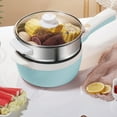 thumbnail image 2 of 1.8L Non-Stick Electric Hot Pot with Steamer, Ramen Cooker with Dual Power Control Mini Hot Pot for Pasta, Dumplings, Soup, Steak, (Rotary Switch) Blue, 2 of 13
