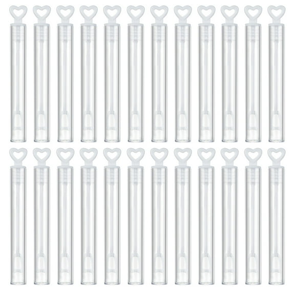 OUNONA 24Pcs Party Heart Bubble Wands Transparent Plastic Refillable Bubble Bottles for Outdoor Use