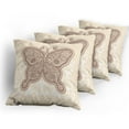 thumbnail image 5 of Ambesonne Ethnic Throw Pillow Cover 4 Pack, Ornament Abstract Butterfly, 24", Brown White, 5 of 7