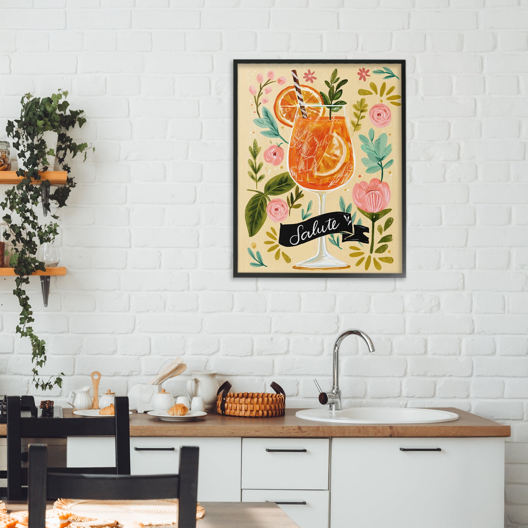 Stupell Industries Salute Citrus Cocktail Black Framed Giclee Art, design by Yen