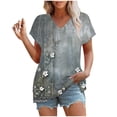 thumbnail image 4 of Viikei Plus Size Tops for Women Dressy,Women's Printed V-neck Short-sleeved T-shirt Loose Top Short Sleeve Top Multicolor XXL, 4 of 4