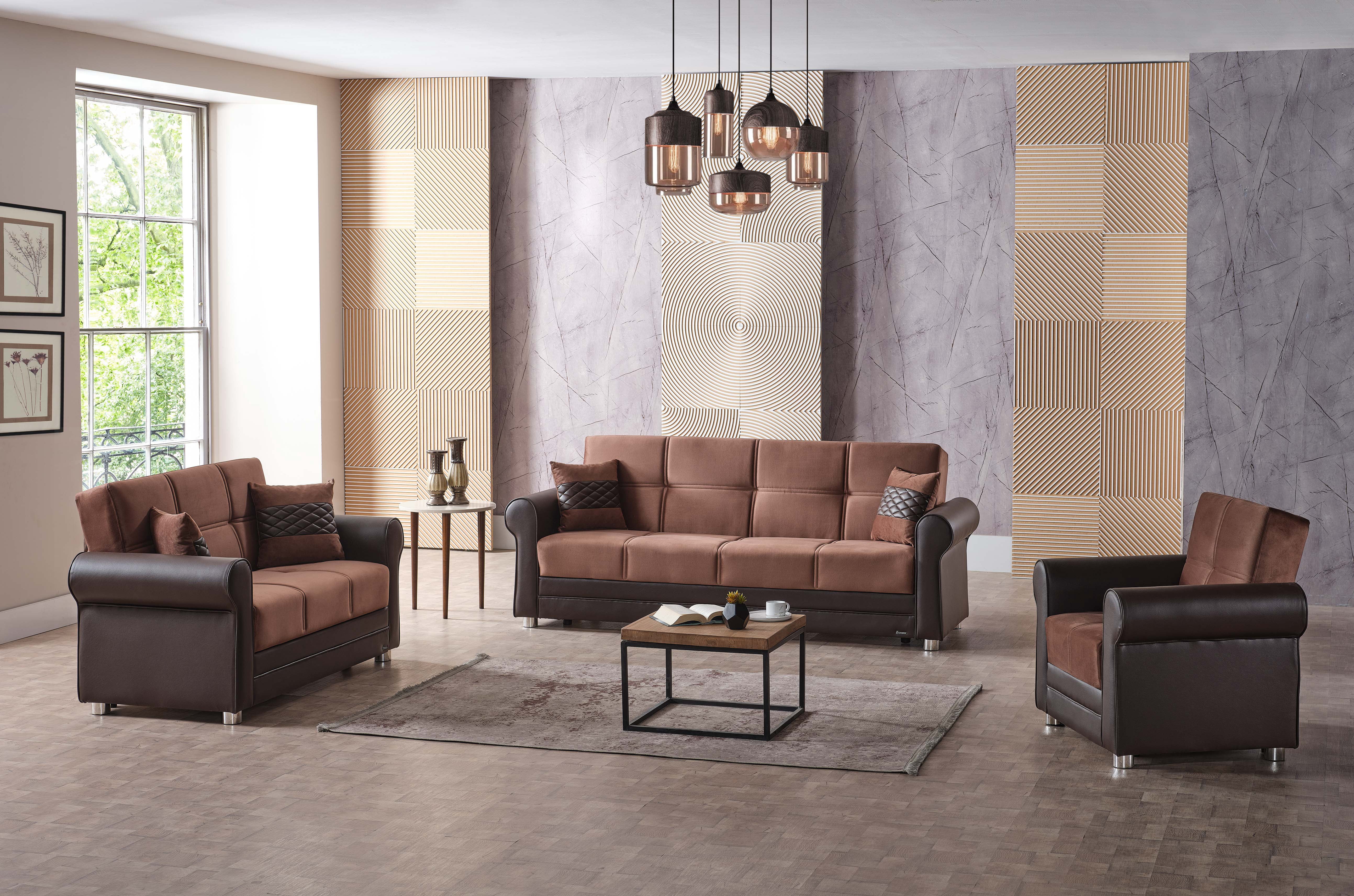 Ottomanson Convertible Accent Armchair with Hidden Storage, Firm Comfort Seating, Brown