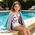 thumbnail image 5 of Auroural Girls Swimsuits Two Piece Tankini Kids Girls Independence Day Print Sleeveless Tanks Sunscreen Seaside Swimsuit Swimming Trunks Suit, 5 of 8