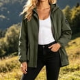 thumbnail image 6 of Htigea Fall Jackets for Women Full Zip Up Hooded Coat Lightweight Outdoor Active Jacket with Pockets Green XL, 6 of 7
