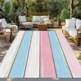 thumbnail image 3 of Fsddascl Pink Blue Wood Grain Outdoor Rug for Patio/Deck/Porch, Non-Slip Large Area Rug 4 x 6 Ft, Modern Colorful Striped Indoor Outdoor Rugs Washable Area Rugs, Reversible Camping Rug Carpet Runner, 3 of 5