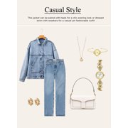 Eytino Womens Denim Jacket Oversized Jean Jacket Casual Long Sleeve Drop Shoulder Button Front Jean Jacket Coat with Pockets