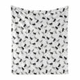 thumbnail image 1 of Ostrich Soft Flannel Fleece Throw Blanket, Hand Drawn Desert Animals Sketch with Tree Savannah Pattern, Cozy Plush for Indoor and Outdoor Use, 70" x 90", White Black Grey, by Ambesonne, 1 of 6