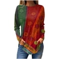 thumbnail image 2 of DPTALR Womens Round Neck Printed Blouses Long Sleeve T-Shirts Tops, 2 of 5