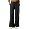 thumbnail image 2 of Vixolx Baggy Sweatpants for Women Straight Stretchy Solid Color Casual Sports Trousers Wide Leg Pants with Pocket, 2 of 6