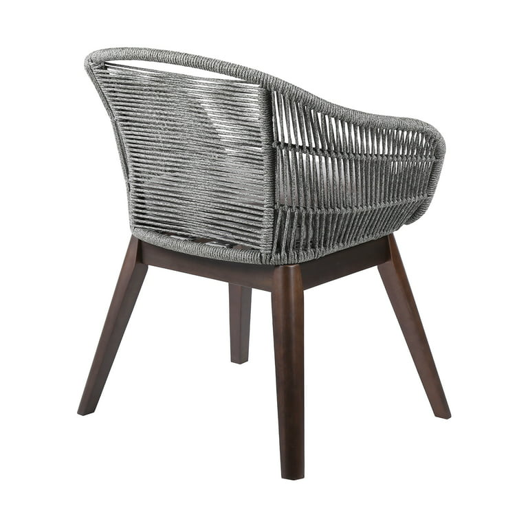 Tutti Frutti Indoor Outdoor Dining Chair in Dark Eucalyptus Wood with Gray  Rope and Cushion 
