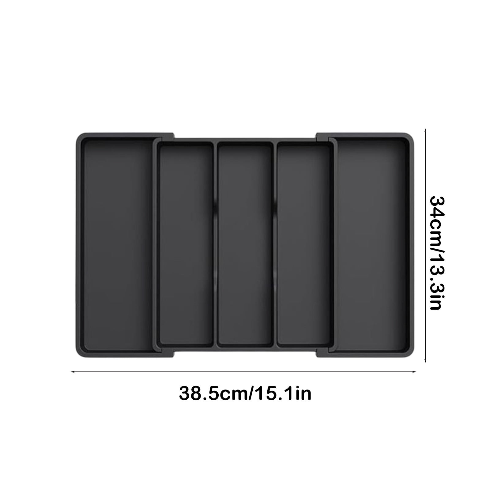 Silverware Organizer,Utensil Drawer Organizer,Drawer Storage Box,Kitchen Drawer Organizer,Plastic Cutlery Drawer Boxes for Kitchen and Household(Black 5pcs/Set 15.1x13.3x2.16in)from ANMUYUM