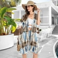 thumbnail image 5 of BZSMCE Women Creatively Blue Floral Hearts on Check Print Beach Cover-ups Size:S-2XL, 5 of 7