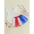 thumbnail image 5 of BemeyourBBs Girls 4th of July Outfits Letter Print Romper A-line Tulle Skirt, 5 of 9