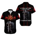 thumbnail image 3 of Camisetas americanas de una nación bajo Dios para hombre, camisetas hawaianas con botones de manga corta y estampado 3D de la bandera patriótica de Jesús, 3 of 5