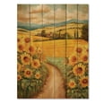 thumbnail image 3 of Designart "Cheerful Golden Sunflowers II" Floral Print on Natural Pine Wood, 3 of 5