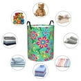 thumbnail image 6 of Balery Vector Mexican Otomi Style Bright Round Laundry Basket with Handles Waterproof Freestanding Laundry Hamper for Clothes Toys in the Dorm and Family-Small, 6 of 8