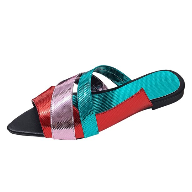 Bmisegm Ladies Flat Shoes Summer Fashion Beach Shoes Outer Wear Sandals Women Womens Sandals Summer Red 9