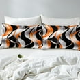 thumbnail image 4 of Erosebridal Geometric Stripes Bed Sheets King,Black Orange Bedding King Size,Spiral Swirl Sheet Set King,Microfiber Boys Bedroom Decor,4 Pieces, 4 of 7