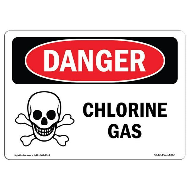 SignMission OS-DS-A-1218-L-1066 12 x 18 Po Signe de Danger OSHA - Chlore Gazeux
