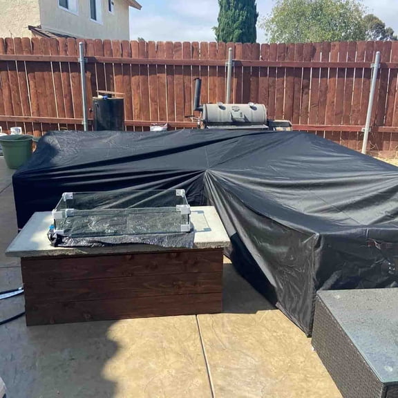 Patio Sectional Sofa Cover, Outdoor Heavy Duty Durable UV Water Resistant Anti-Fading L-Shaped Couch Cover, Black