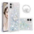 thumbnail image 1 of Funda para iPhone 11 con Brillo Líquido Flotante, Purpurina, Parachoques y Anillo Giratorio Soporte, 1 of 5