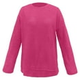 thumbnail image 4 of Telankuip Long Sleeve Loose Fit Casual Waffle T-Shirts for Women Oversized Soft Comfortable Solid Color Tees Crewneck Fall Pullover Tops 2025 Fashion Street Style Outfits Hot Pink XL, 4 of 5