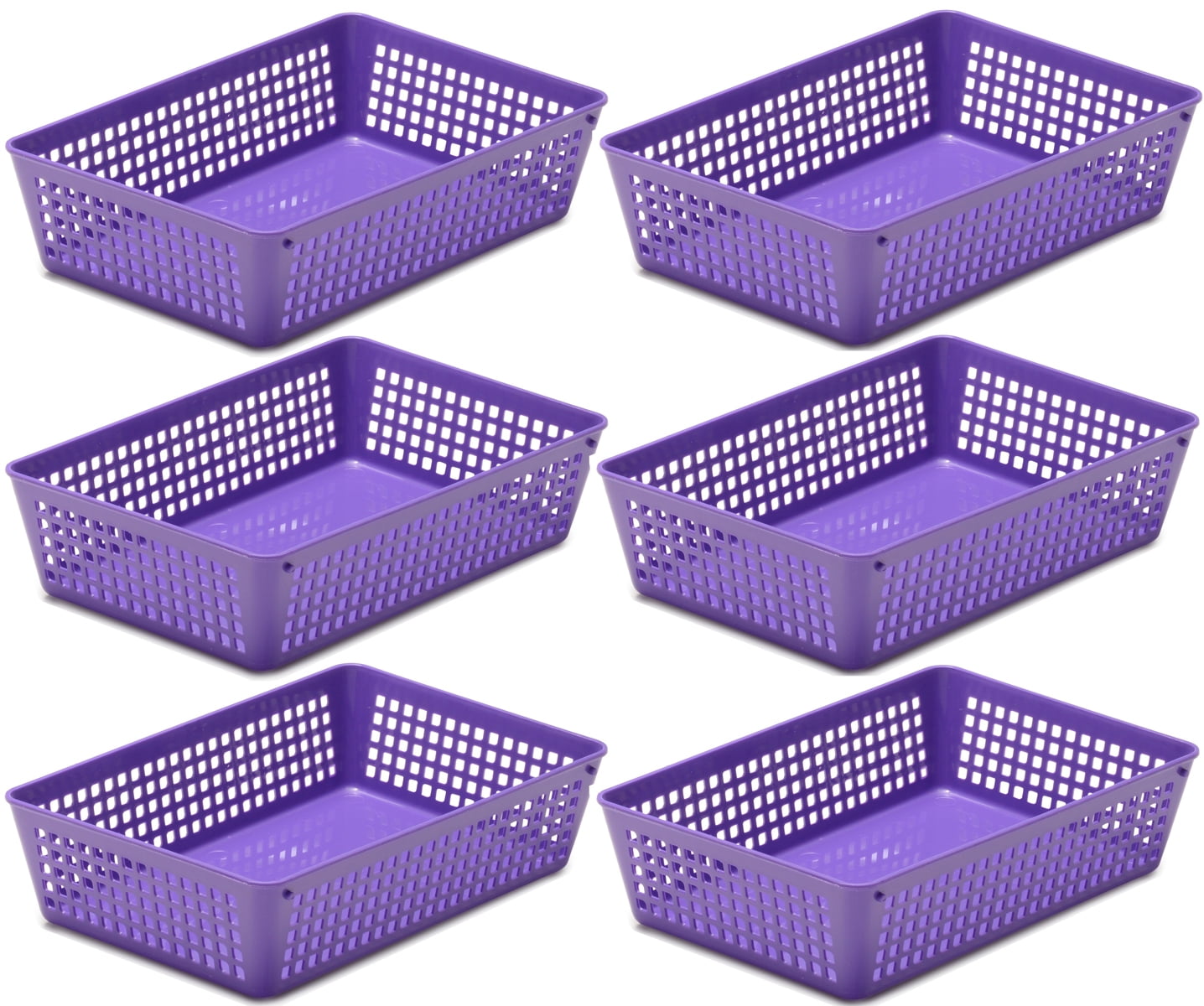YBM Home Medium Plastic Storage Basket (6 Pack), Purple 9 L x 6 W x 2.