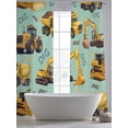 thumbnail image 5 of Construction Truck Sheer Curtains 84 Inch Length 2 Panels for Living Room, Cartoon Grips and Bulldozers Green Voile Kitchen Curtain Set, Luxury Privacy Drapes Window Treatment for Bedroom, 5 of 7