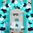 thumbnail image 3 of One Cool Dude 1st Birthday Decorations, Black Teal Blue Baby Boy First Birthday Balloon Garland Kit - Cool Sunglasses Cake Topper Highchair Banner Stickers, Number 1 Balloon for Little Man, 3 of 5