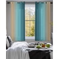 thumbnail image 3 of Turquoise Yellow Ombre Sheer Curtains 39 Inch Length 2 Panels Set for Living Room/Bedroom, Farmhouse Modern Gradient Art Kitchen Curtains Grommet Semi-Sheer Curtains Window Treatments 27.5"x39"x2, 3 of 7