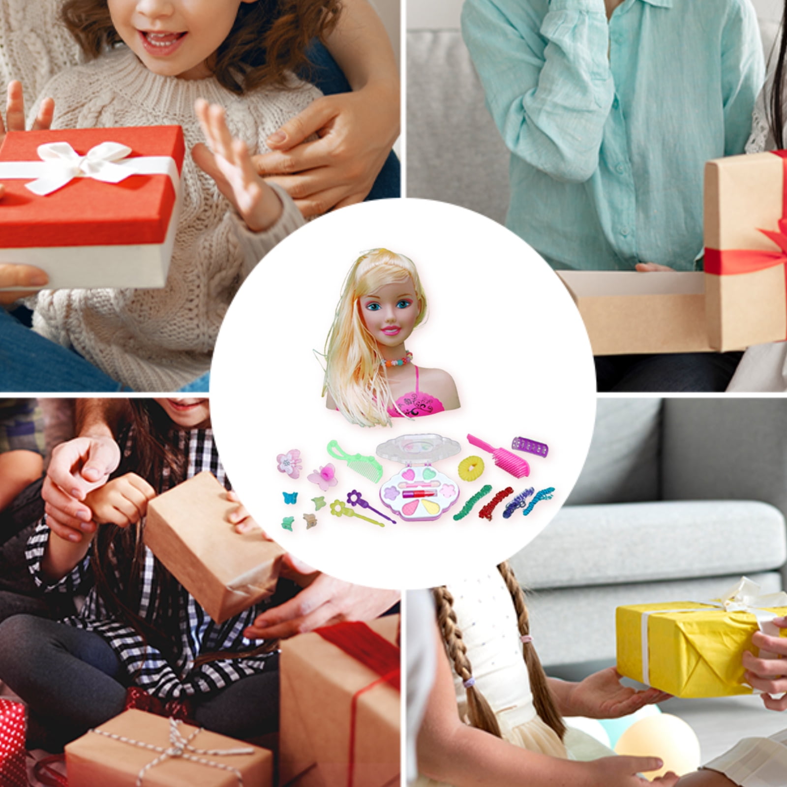 Coiffure Et Maquillage Pour Enfant - Coffret 66 Pièces Avec Tête De Poupée, Faux Cosmétiques, Accessoires - Jeu Créatif Pour Filles Dès 3 Ans
