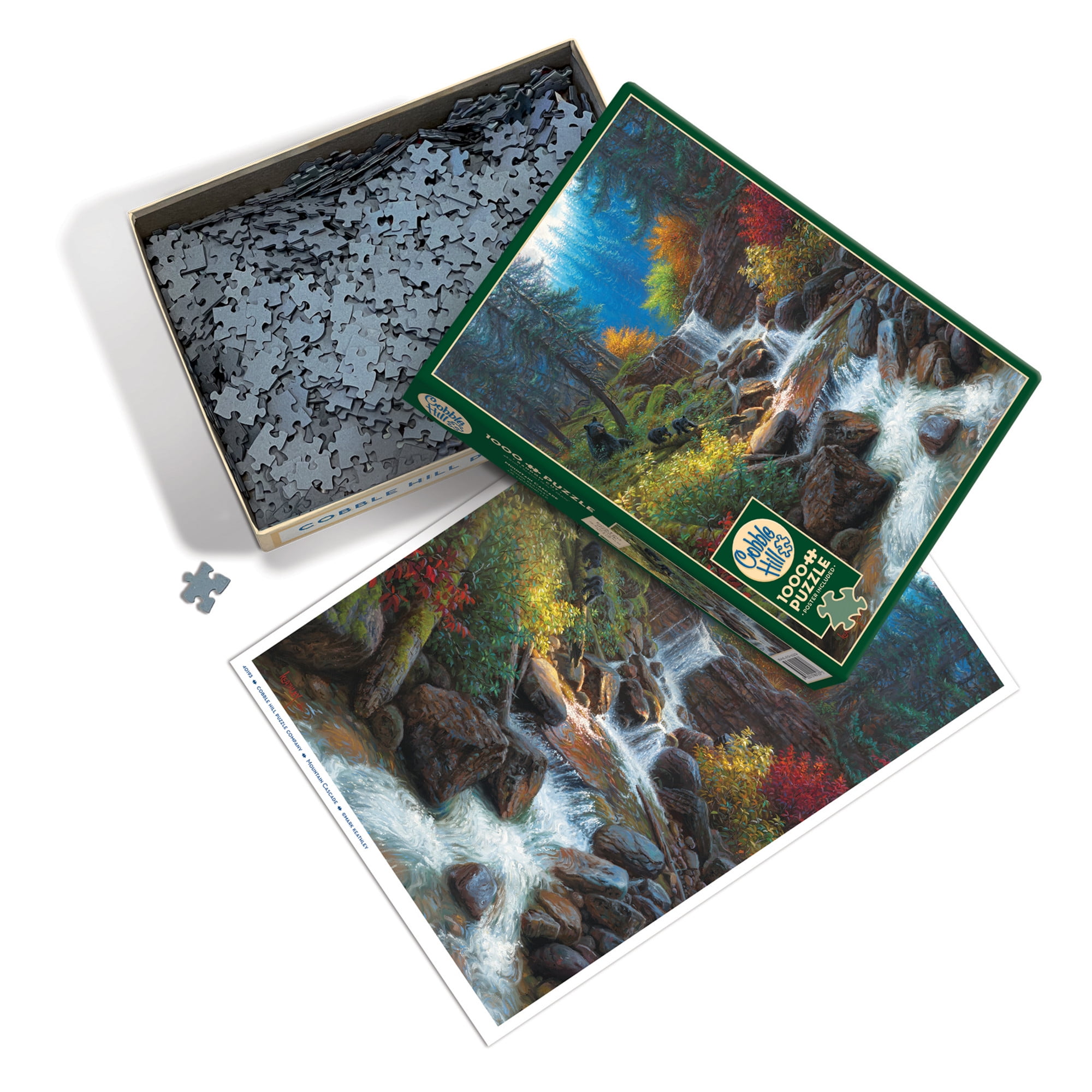 Cobble Hill 1000 Piece Puzzle: Mountain Cascade - Reference Poster Included, High Quality Jigsaw, Earth Friendly