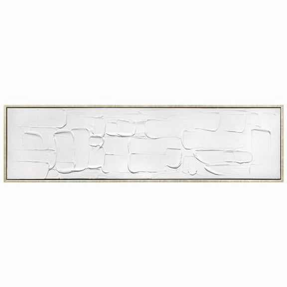 Abstract Harmony Heavily Textured Hand Painted White Framed Canvas Wall Art